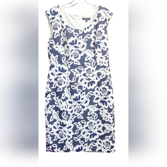 Rafaella Blue and White Floral Midi Dress - Picture 1 of 8